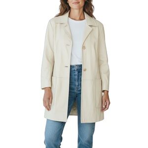 Luciano Barbera White Leather Italian luxury Jacket